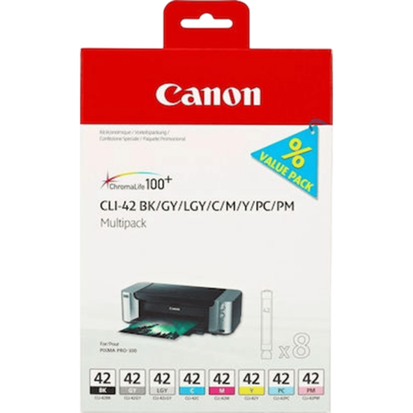 CANON Ink CLI-42 8 Multi Pack [Black Cyan Magenta Yellow Grey Light grey Photo Magenta Photo cyan] | 6384B010 - Image 2