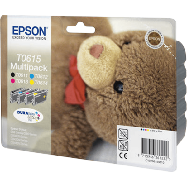 EPSON Ink T6154 Multi Pack Black Cyan Magenta Yellow 4x8ml 4x250Pgs | C13T06154010 - Image 2