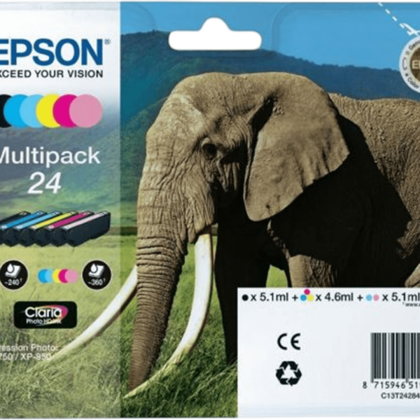 EPSON Ink T242840 Multipack 6 Colours Claria Photo HD Elephant | C13T24284011