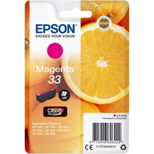 EPSON Ink 33 Claria Premium Magenta 4.5ml | C13T33434012