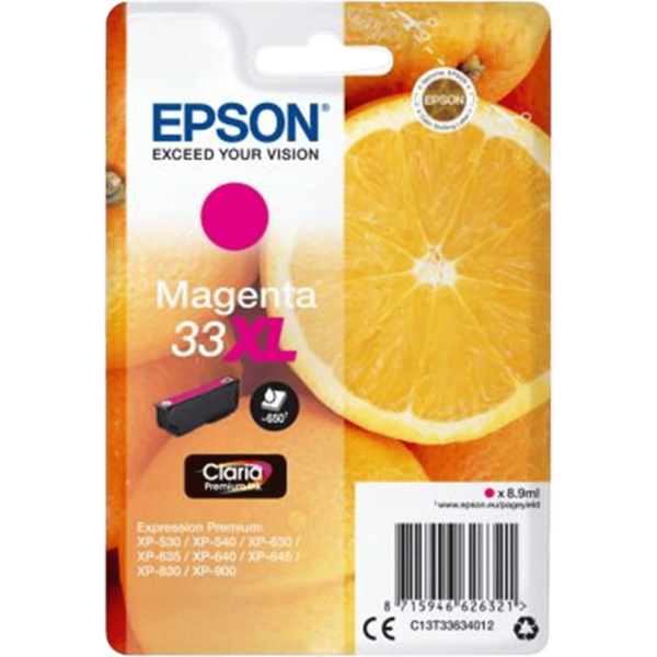 EPSON Ink 33XL Claria Premium Magenta 8.9ml | C13T33634012
