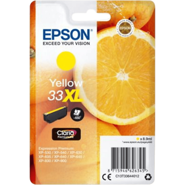 EPSON Ink 33XL Claria Premium Yellow 8.9ml | C13T33644012