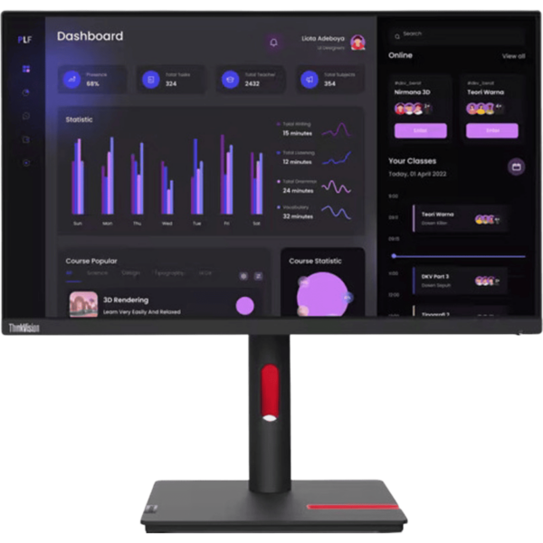 LENOVO Monitor ThinkVision T24i-30 23.8" [IPS | FHD | 60Hz | 6ms | Height adjustable | 3Y] / 63CFMATXEU