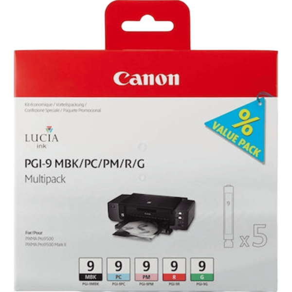 CANON Ink PGI-9 MBK/PC/PM/R/G Multi Pack | 1033B013 - Image 2