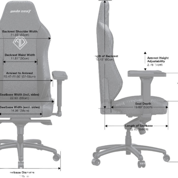 ANDA SEAT Gaming Chair Phantom 3 XL Black Fabric - Image 5