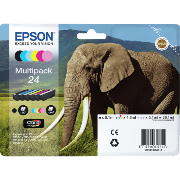 EPSON Ink T242840 Multipack 6 Colours Claria Photo HD Elephant | C13T24284011 - Image 2