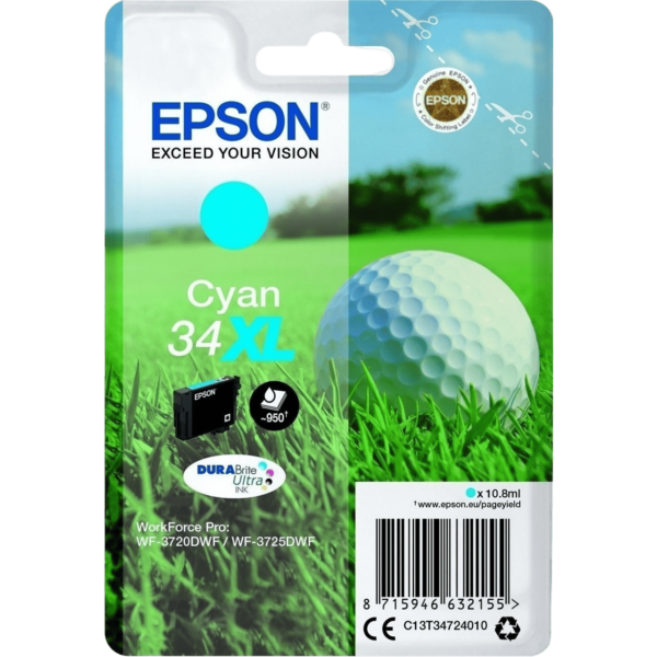 EPSON Ink 34XL DURABrite Ultra Cyan | C13T34724010 - Image 2