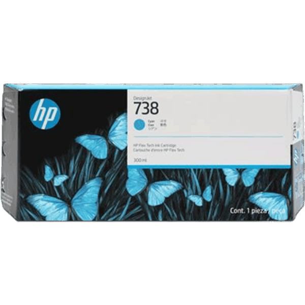 HP Ink 738 Cyan DesignJet Cartridge Original Standard Yield | 498N5A - Image 2