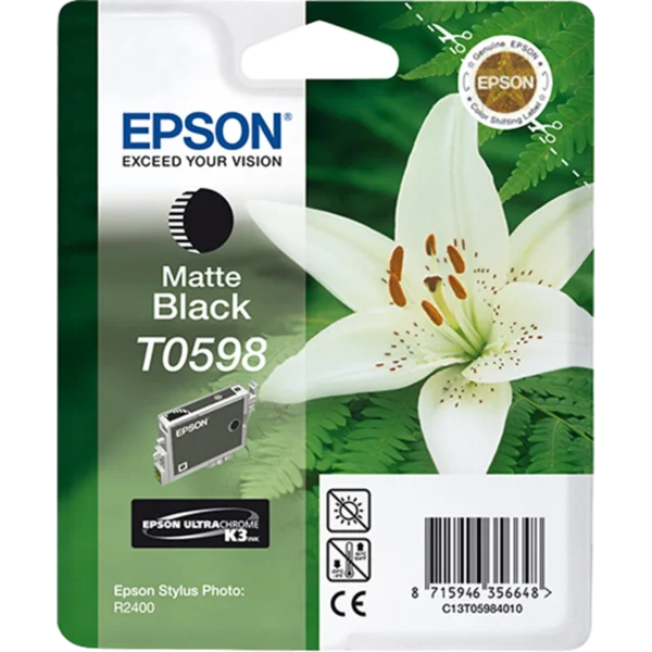 EPSON Ink Cartridge Singlepack Matte Black T0598 UltraChrome K3 | C13T05984020