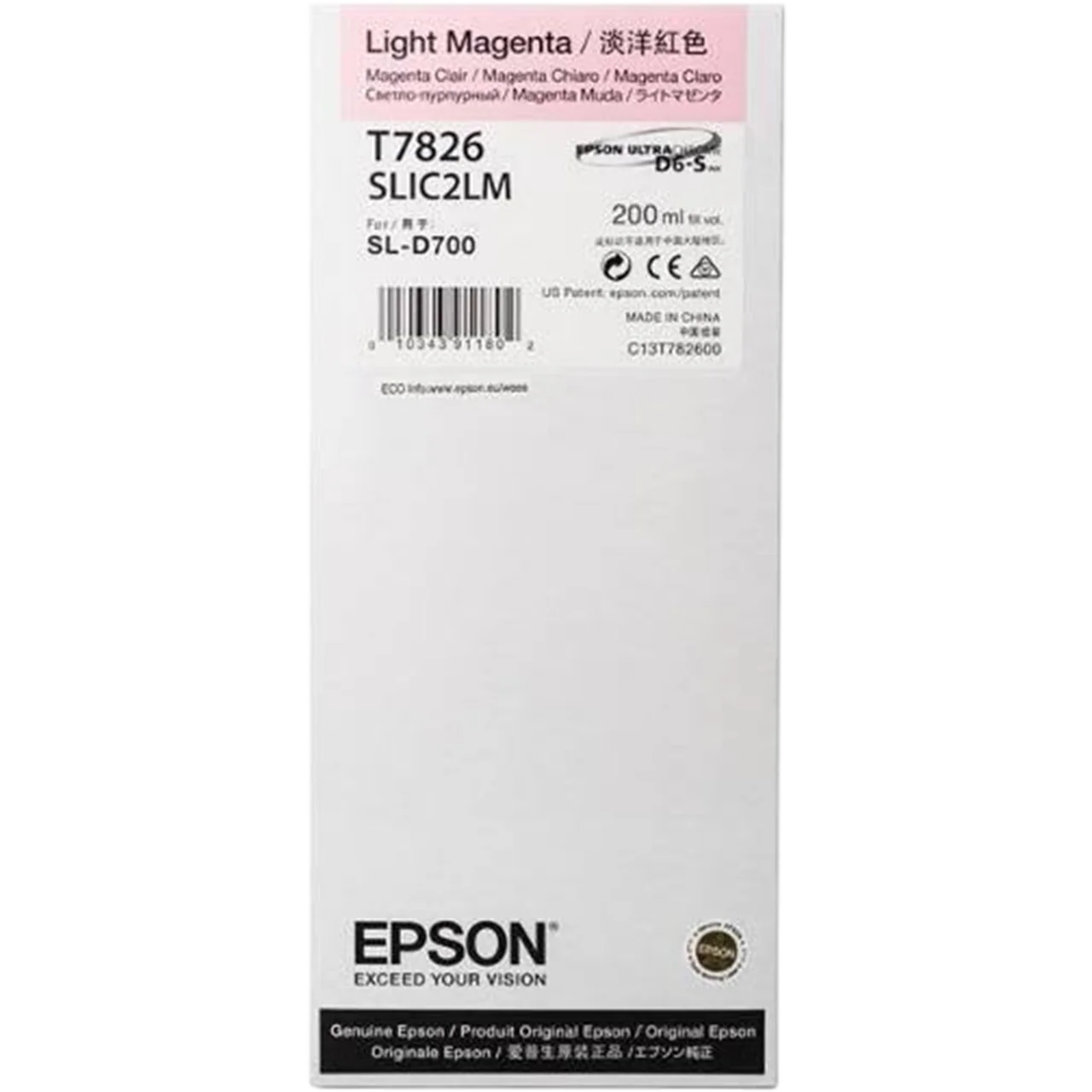 Μελάνι EPSON T7826 Light Magenta SL-D700 - 200ml | C13T782600 - Image 3